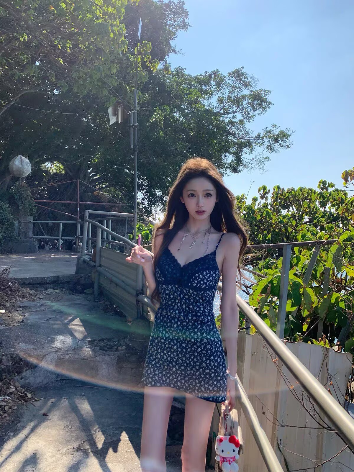 너 ~ 중 게으른 llan 꽃 와일드 초기 레몬 레트로 신선함 레이스 레이스 패치워크 꽃무늬 슬립 여성 드레스