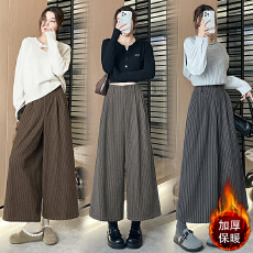 批发灰色加厚毛呢阔腿裤女秋冬季2025新款<b class='q'>高腰</b>宽松垂感休闲<b class='q'>九分裤</b>子