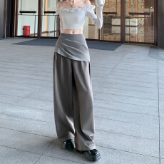 批发设计感屁帘休闲裤女春<b class='q'>夏</b>季打褶档跨香蕉裤宽松显瘦直筒阔腿长裤子