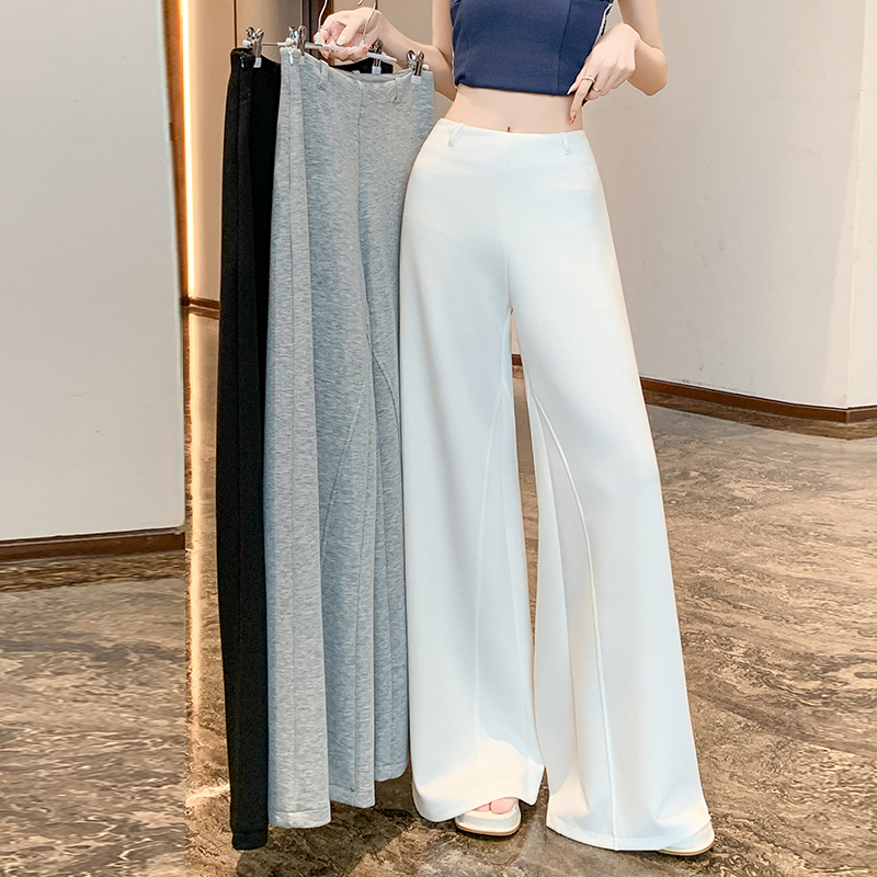 화이트 넓은 다리 정장 여성 2026 봄 여름 새로운 아메리칸 중 하이웨이스트 루즈핏 도루 센스 느슨함 센스 캐주얼 웨이 바지