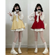 批发2026实拍大码<b class='q'>女装</b>春装新款韩版打底衬衣+针织吊带背心<b class='q'>马甲</b>两件套