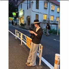 蘑糯糯冷蓝色/灰色休闲裤 6195-000-0920