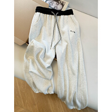 批发实拍小马刺绣可调节束脚休闲运动直筒卫裤女款阔腿裤子