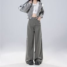 批发个性<b class='q'>韩版</b>阔腿工<b class='q'>装</b>牛仔<b class='q'>裤</b>女秋冬季新款显瘦高级感宽松直筒牛仔<b class='q'>裤</b>潮