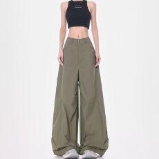 批发春季美式阔腿裤子女潮牌垂感宽松直筒裤高腰显瘦百搭休闲裤