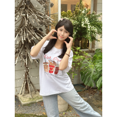 批发韩国大码<b class='q'>女装</b>纯棉210克100%棉女夏装慵懒宽松百搭印花短袖T恤韩系