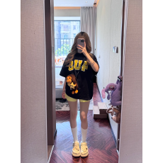 批发韩国大码<b class='q'>女装</b>纯棉210克100%棉女夏装慵懒宽松百搭印花短袖T恤韩系