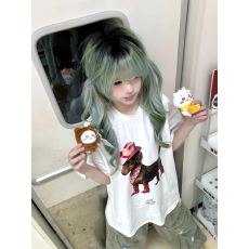 批发韩国大码<b class='q'>女装</b>纯棉210克100%棉女夏装慵懒宽松百搭印花短袖T恤韩系