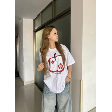 批发韩国大码<b class='q'>女装</b>纯棉210克100%棉女夏装慵懒宽松百搭印花短袖T恤韩系