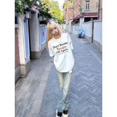 批发韩国大码<b class='q'>女装</b>纯棉210克100%棉女夏装慵懒宽松百搭印花短袖T恤韩系