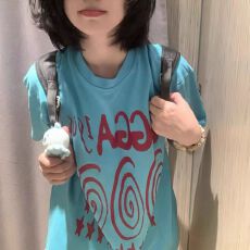 批发韩国大码<b class='q'>女装</b>纯棉210克100%棉女夏装慵懒宽松百搭印花短袖T恤韩系