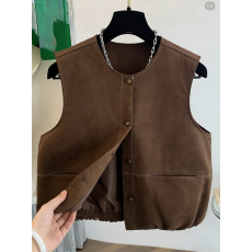 批发法式复古明线麂皮绒无袖马甲女秋<b class='q'>冬</b>季宽松马夹背心外套