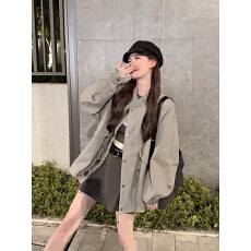 批发#韩系高级感抽绳立领外套女春秋季2025新款短款风衣夹克上衣