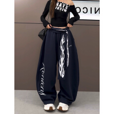 批发#<b class='q'>欧美</b>超火字母运动<b class='q'>裤</b>女秋季爵士舞卫<b class='q'>裤</b>宽松bf慵懒风阔腿长<b class='q'>裤</b>