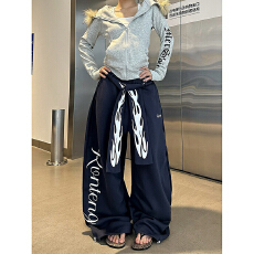 批发<b class='q'>欧美</b>超火字母运动<b class='q'>裤</b>女秋季爵士舞卫<b class='q'>裤</b>宽松bf慵懒风阔腿长<b class='q'>裤</b>