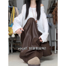 批发立体腰头#春秋冬2025早春新款<b class='q'>西装</b>裤直筒阔腿裤黑色PU皮裤