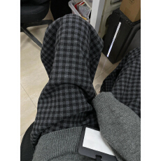 批发，西装腰头秋季新款加绒格子裤复古加厚半松紧垂感宽松显瘦