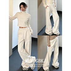 批发立体腰头#显高运动套装<b class='q'>女</b>春秋时尚百搭短款卫衣阔腿裤<b class='q'>休闲</b>