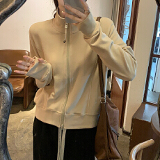 批发<b class='q'>实拍</b>280克德绒女春秋短款薄款2025纯色立领开衫外套上衣<b class='q'>大码</b><b class='q'>女装</b>