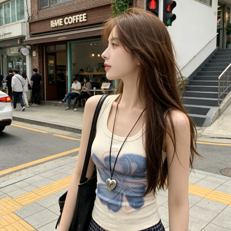 한 부서 작은 난초 캐미솔 여름 몸매 가꾸기 슬림해 보이는 인사이드 가져 가라. 핫걸 짧은 맨위