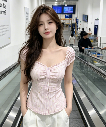 화이트 작은 날다 소매 맨위 여성 여름 쇼트 스타일 프릴 밑단 허리 수축 몸매 가꾸기 광장 칼라 작은 갈매기 반팔 셔츠