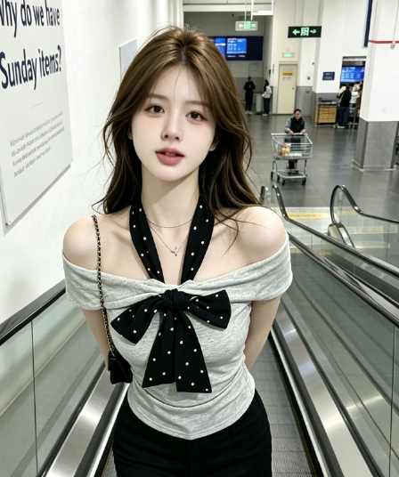 순수한 욕망 핫걸 바람 도트 무늬 행침 목 오프숄더 티셔츠 여성 2026 년 새로운 고유 한 Chic 아름다운 초여름 맨위