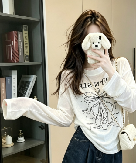 실사 한국 스타일 hiphop 알파벳 화이트 긴팔 자외선 차단 복 t 슬림해 보이는 고급 센스 캐주얼 다용도 맨위