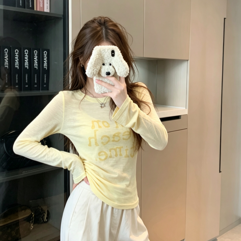 BY34070# 莱赛尔凉感透气修身正肩长袖t恤防晒罩衫显瘦清新上衣 服裝批發女裝批發服飾貨源