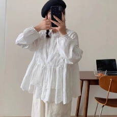 批发报单有货秋新款日韩立体花朵<b class='q'>蕾丝</b>花边棉长袖衬衫<b class='q'>娃娃衫</b>上衣宽松减