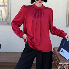 批发报单有货秋款立领<b class='q'>职业</b>通勤<b class='q'>衬衫</b>新款女装宽松<b class='q'>衬衣</b>长袖缎面上衣