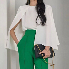 批发报单有货<b class='q'>欧美</b>大码女装设计感披风套头衬衫御姐穿搭气质春秋上衣