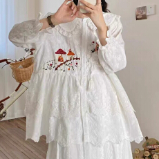 批发报单有货新款棉<b class='q'>衬衫</b><b class='q'>森系</b>春秋刺绣女装<b class='q'>衬衣</b>上衣宽松女娃娃领长袖