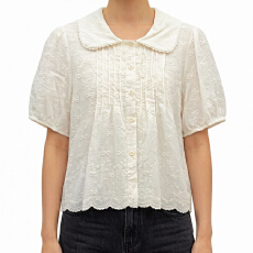 批发报单有货韩版甜美蝴蝶结刺绣<b class='q'>棉麻</b>短袖Polo领单排扣衬衣减龄衬衫女