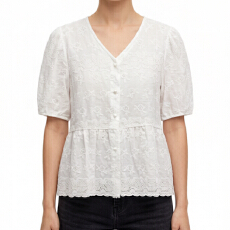 批发报单有货法式V领白色绣花<b class='q'>衬衫</b>短袖夏新妈妈小衫洋气收腰裙摆上衣