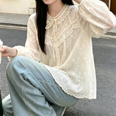 批发有货秋新款女翻领日系棉麻<b class='q'>衬衫</b>宽松<b class='q'>衬衣</b>森系女装高级感小众开衫