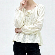 批发有货韩版秋新款长袖衬衫女系带<b class='q'>上衣</b><b class='q'>裙摆</b>收腰小衫时尚洋气显瘦衬衣