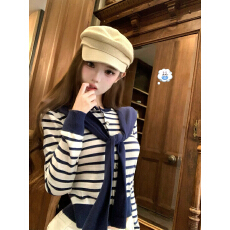 实拍实价 海军领披肩+长袖针织开衫女