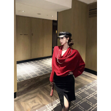 批发实拍实价 秋冬季可外穿内搭氛围红色毛衣女新年新款针织衫