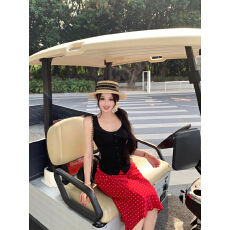 批发实拍实价  后边拼接<b class='q'>蕾丝</b>吊带背心+波点裙a字半裙半身裙女