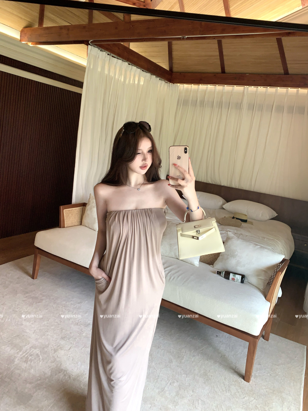 실사 정가 감기 센스 3 차원 명중 Pleat 튜브탑 여성 드레스 여름 새로운 캐주얼 세련된 롱 스커트