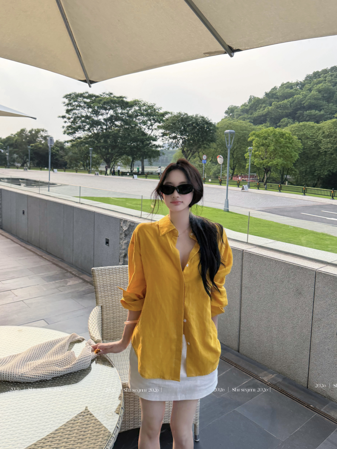 실사 정가 주간 실크 아마 자외선 차단 긴팔 여성 셔츠 라미 반신 스커트 여성 봄 여름 다용도 A라인 스커트