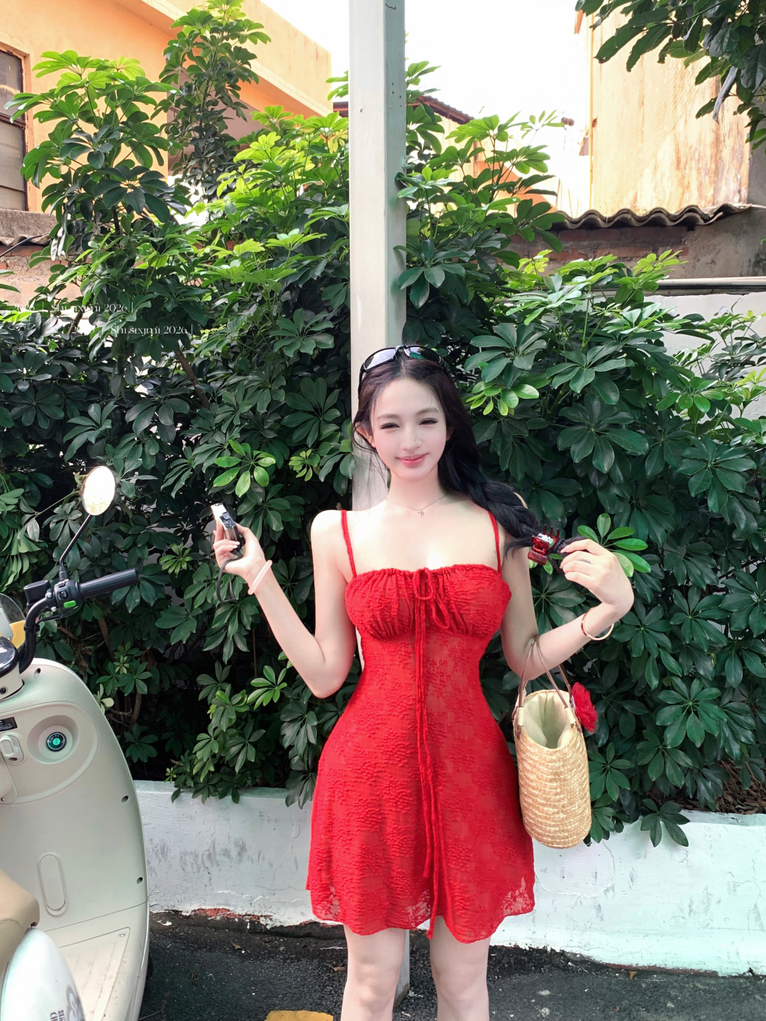 실사 정가 웨이 팬 모니카 staycation 치마 3 차원 자카드 질감 슬립 미니 스커트 드레스