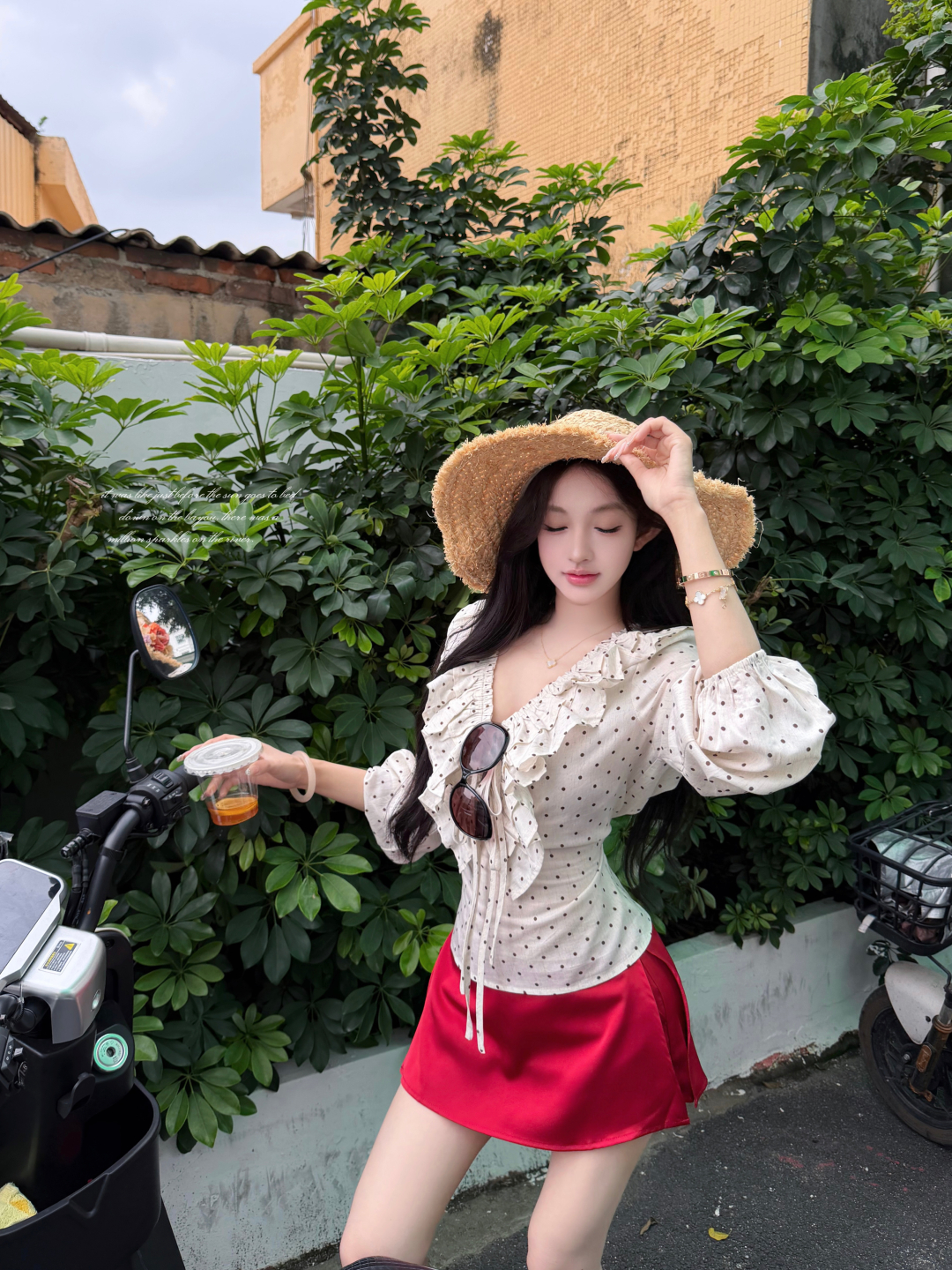 실사 정가 라이 경기 서울 아마 프랑스식 나비 넥타이 여성 셔츠 한 마디 구슬 빛 새틴 도루 센스 로우 웨이스트 치마바지