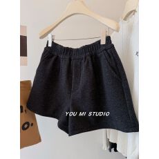 批发毛呢加厚大码300斤巨巨推荐!自留 高腰显瘦百搭阔腿短裤 阔腿裤女