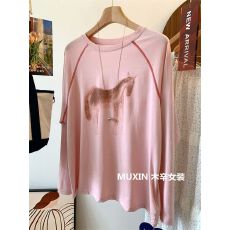 批发雪花棉(索罗娜领)小马<b class='q'>印花</b>夏薄款插肩袖宽松女防晒上衣长袖T恤衫