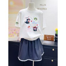 批发原版面料(内里铺布)大码300斤夏季ins重工刺绣小猫短袖<b class='q'>日系</b>上衣