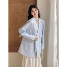 批发<b class='q'>蕾丝</b>拼接西装外套女气质名媛高级感2025年春季法式新款v领<b class='q'>小西装</b>