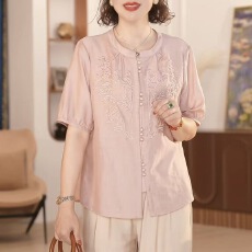 批发中国风<b class='q'>妈妈</b>装妈妈夏装富婆衬衫新中式2027