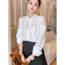 批发早秋季法式刺绣衬衫女春秋装2026年新款显瘦长袖气质<b class='q'>镂空</b>上衣衬衣