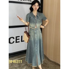批发<b class='q'>牛仔</b>半身裙套装女夏薄2026年夏季新款浅变色短袖<b class='q'>牛仔</b>短外套两件套